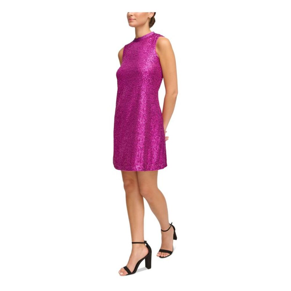 KENSIE DRESSES Womens Pink Lined Ribbon Tie Back Sleeveless Short Shift Dress 12 - Picture 3 of 4
